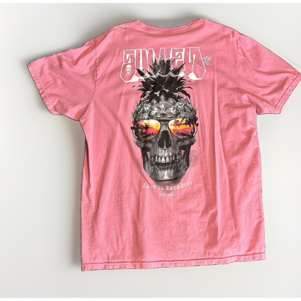 Sullen Art Graphic Tee T-shirt Men's 2XL Skull Pineapple Pink